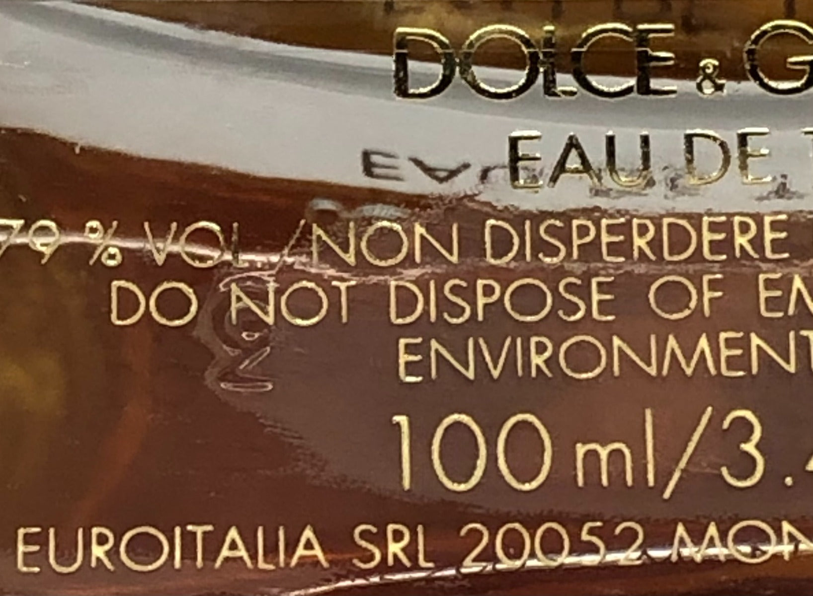 Dolce & Gabbana (Classic) VINTAGE EUROITALIA Made in Italy Eau de Toilette Spray UNBOXED 100ml